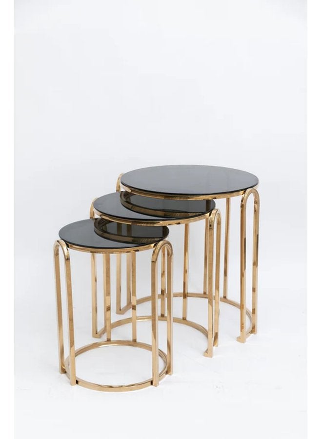 Libra Round Interlocking Set 3 Hands Gold Stainless Steel